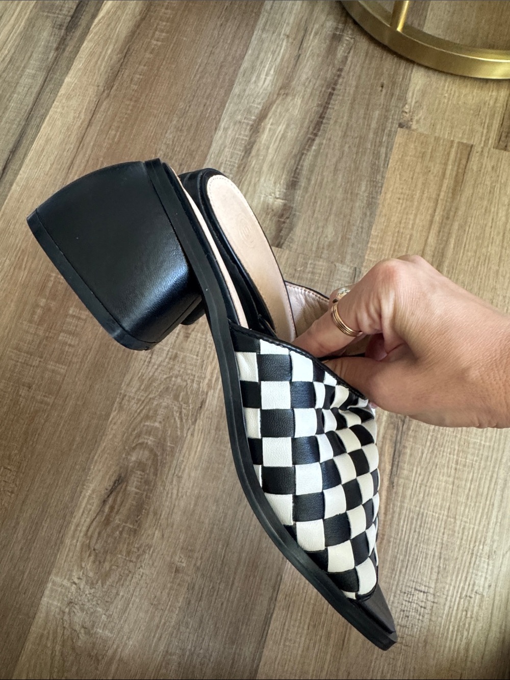 UO Brighton checkered mule size 7 Urban Outfitters slide black white - Picture 3 of 5